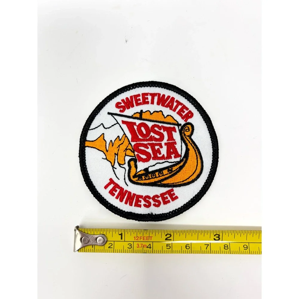 Vintage Lost Sea Patch Sweetwater Tennessee Souvenir Embroidered Viking Boat 3" - Picture 1 of 2